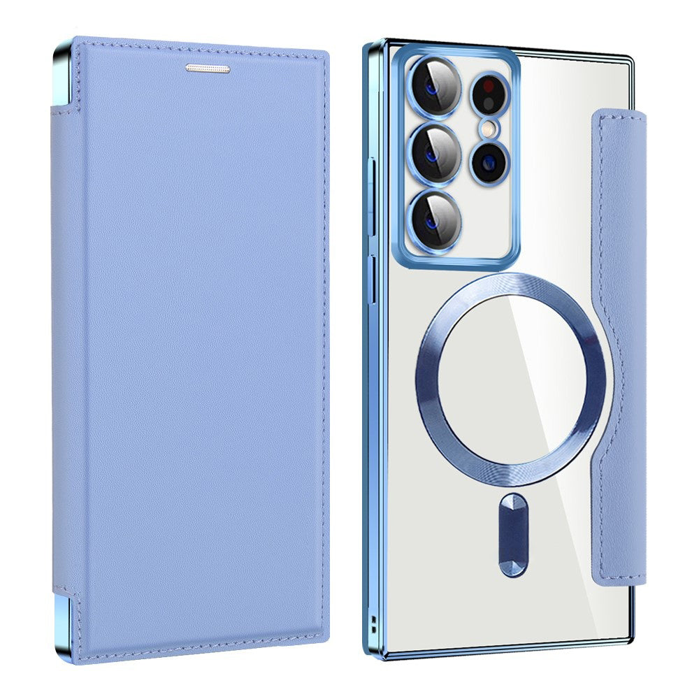 Custodia MagSafe per Samsung Galaxy S22 Ultra 5G S908, Techsuit, SmartMag Book, Blu