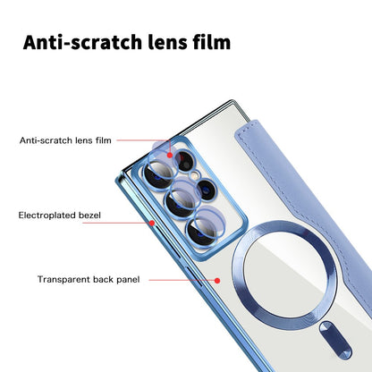Custodia MagSafe per Samsung Galaxy S22 Ultra 5G S908, Techsuit, SmartMag Book, Blu