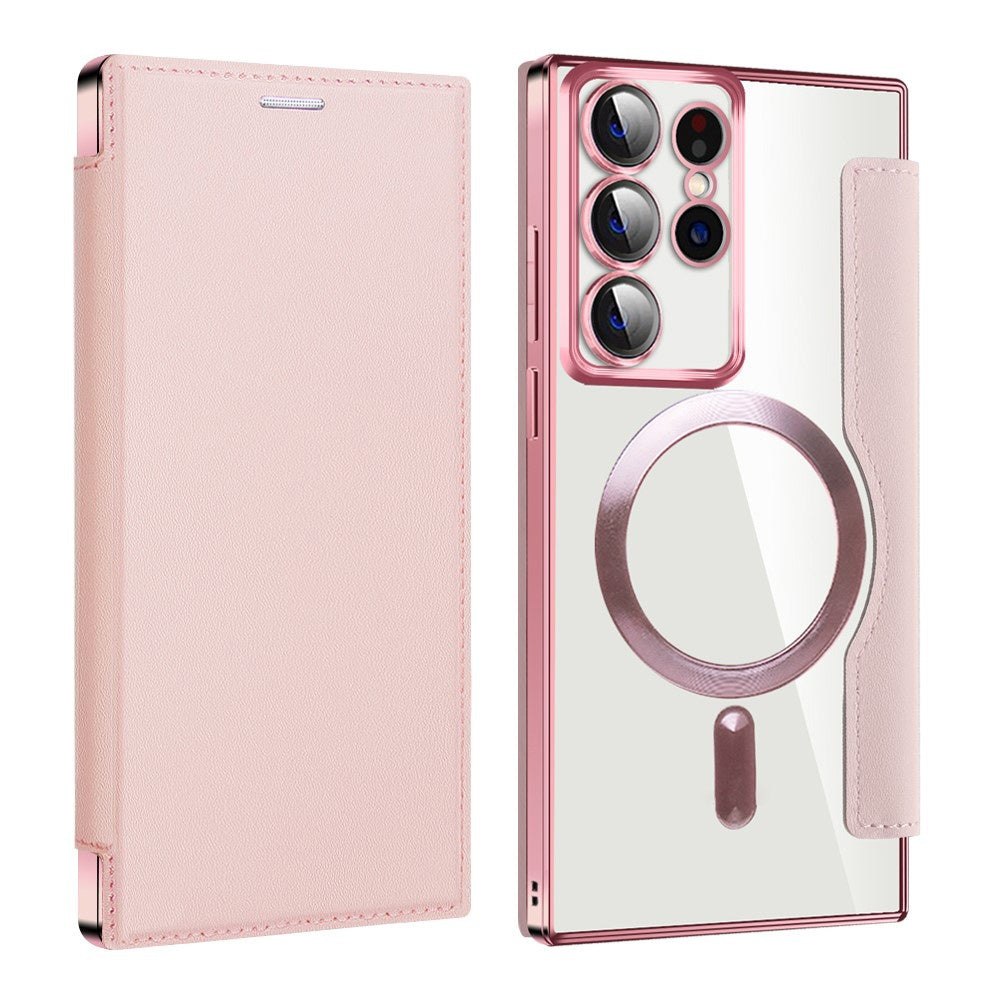 Custodia MagSafe per Samsung Galaxy S22 Ultra 5G S908, Techsuit, SmartMag Book, Rosa