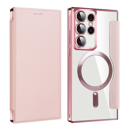 Custodia MagSafe per Samsung Galaxy S22 Ultra 5G S908, Techsuit, SmartMag Book, Rosa