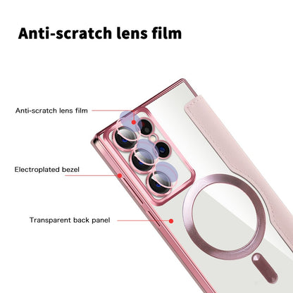 Custodia MagSafe per Samsung Galaxy S22 Ultra 5G S908, Techsuit, SmartMag Book, Rosa