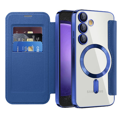 Coque MagSafe pour Samsung Galaxy S23 FE S711, Techsuit, SmartMag Book, Bleue