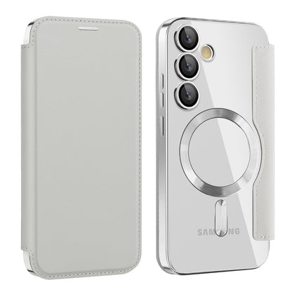 Coque MagSafe pour Samsung Galaxy S23 FE S711, Techsuit, SmartMag Book, Gris