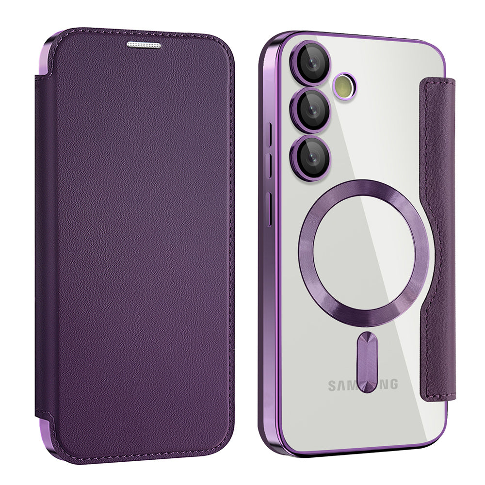 Custodia MagSafe per Samsung Galaxy S23 FE S711, Techsuit, SmartMag Book, Viola