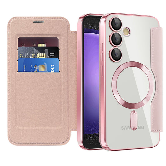 Coque MagSafe pour Samsung Galaxy S23 FE S711, Techsuit, SmartMag Book, Rose