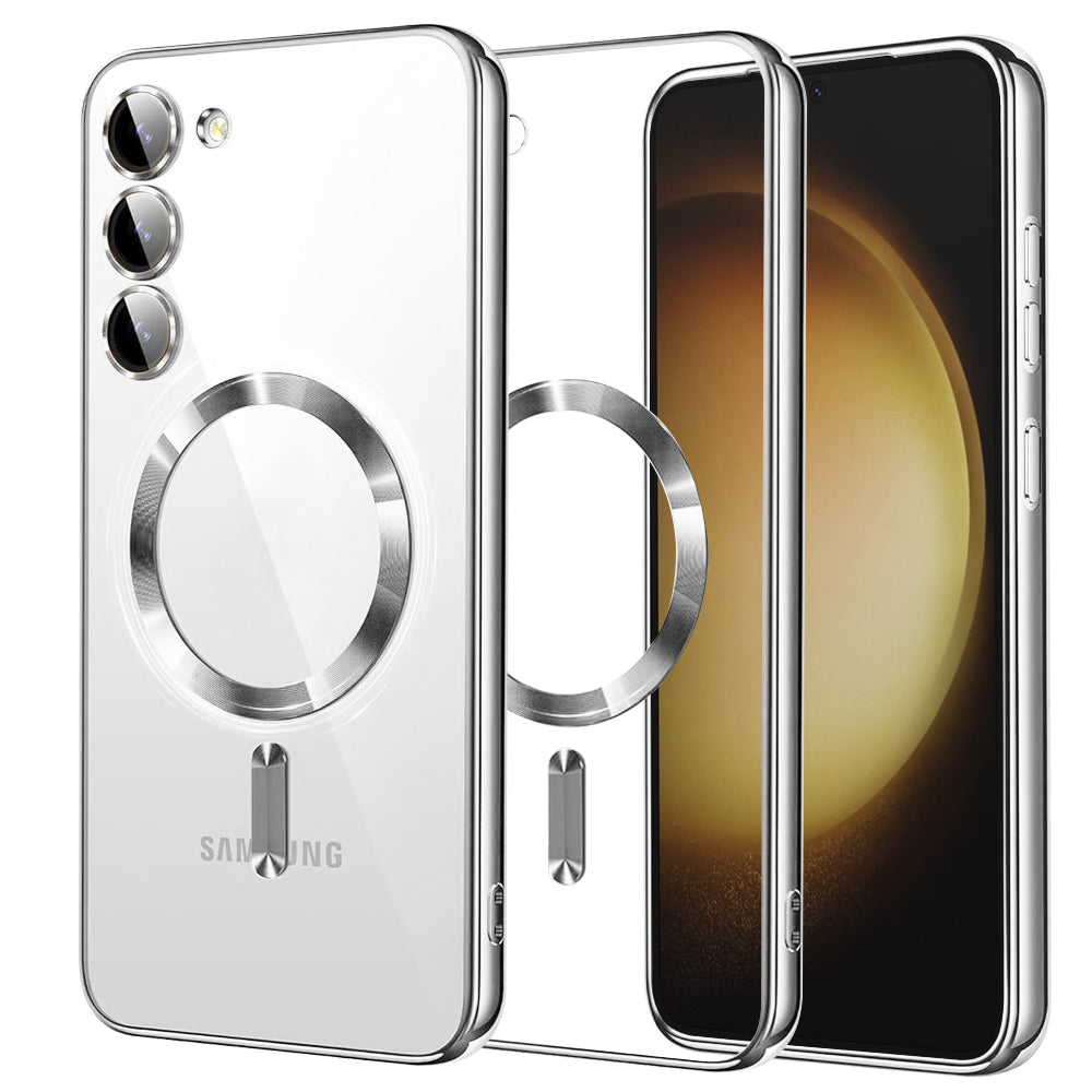 Coque MagSafe pour Samsung Galaxy S23+ S916, Techsuit, Luxury Crystal, Argentée