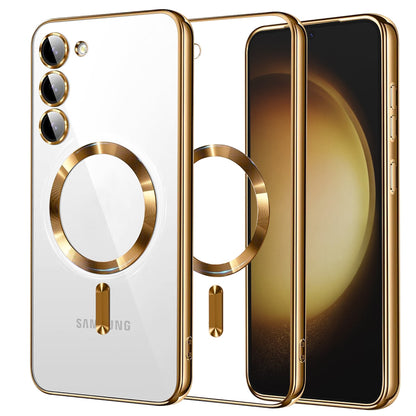 Coque MagSafe pour Samsung Galaxy S23+ S916, Techsuit, Luxury Crystal, Dorée
