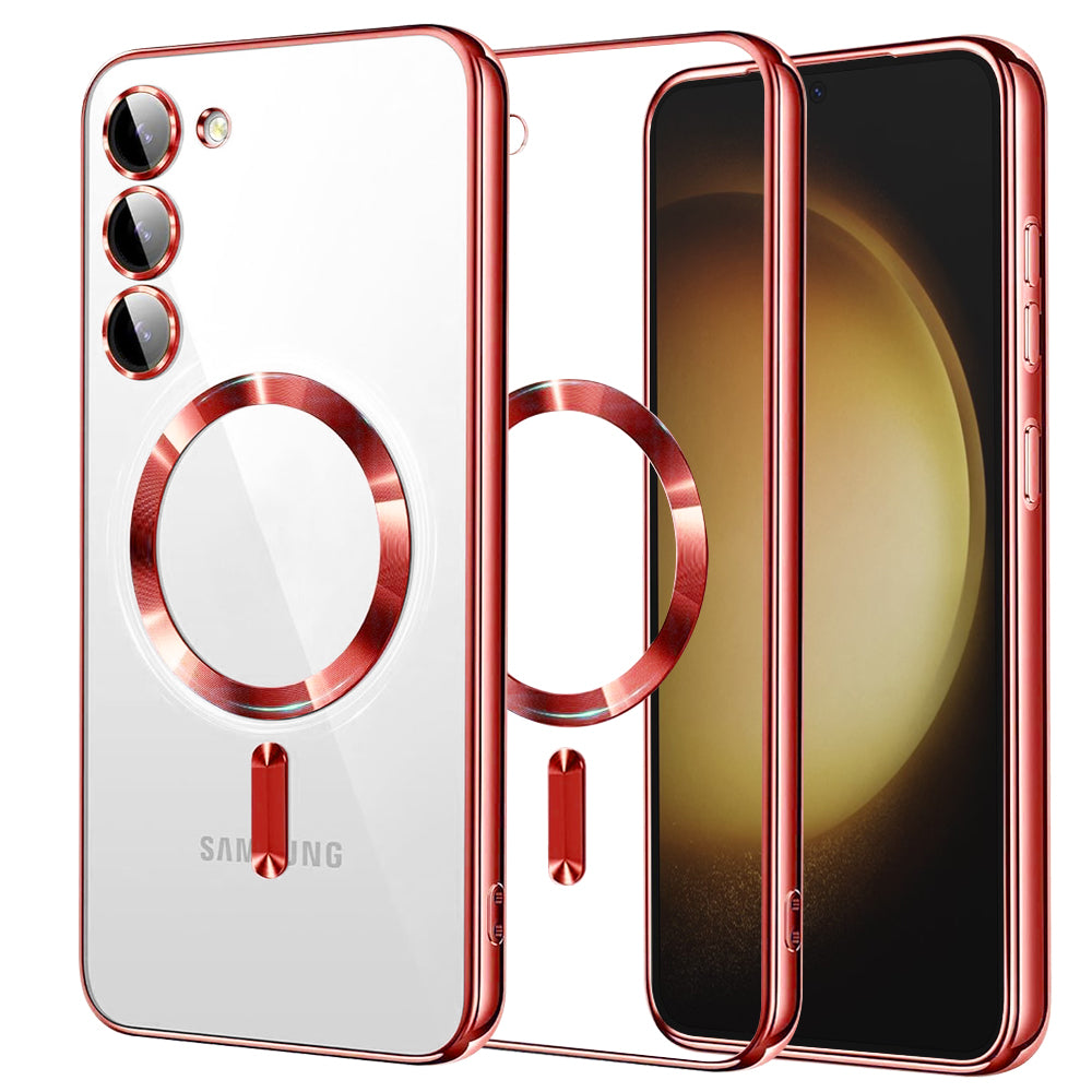 Coque MagSafe pour Samsung Galaxy S23+ S916, Techsuit, Luxury Crystal, Rouge