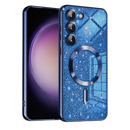 MagSafe-Hülle für Samsung Galaxy S23+ S916, Techsuit, Luxury Glitter, Dunkelblau