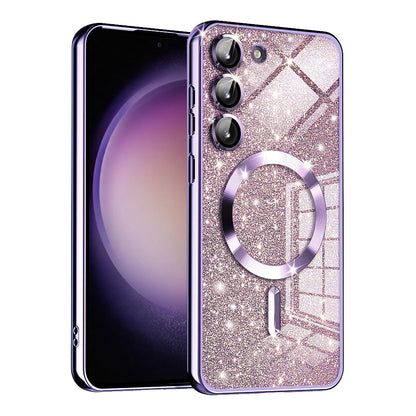 Coque MagSafe pour Samsung Galaxy S23+ S916, Techsuit, Luxury Glitter, Violet Clair