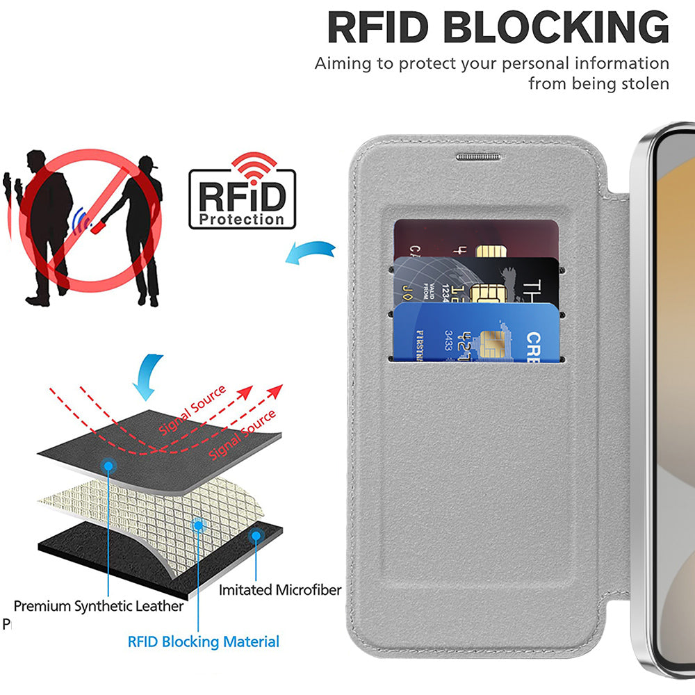 Coque MagSafe pour Samsung Galaxy S23+ S916, Techsuit, SmartMag Book, Gris