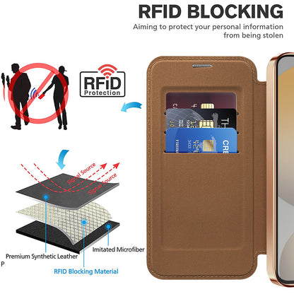 Coque MagSafe pour Samsung Galaxy S23+ S916, Techsuit, SmartMag Book, Marron