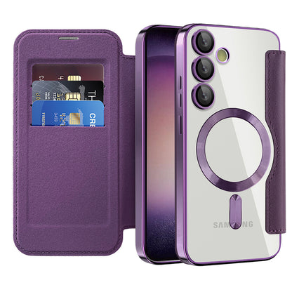 Custodia MagSafe per Samsung Galaxy S23+ S916, Techsuit, SmartMag Book, Viola