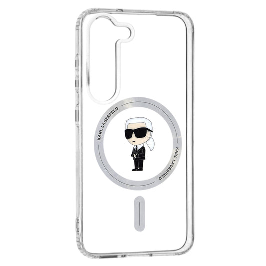 Custodia MagSafe per Samsung Galaxy S23 S911, Karl Lagerfeld, IML Ikonik Karl, Trasparente