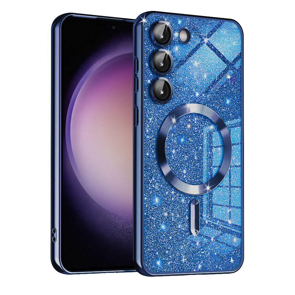 MagSafe-Hülle für Samsung Galaxy S23 S911, Techsuit, Luxury Glitter, Dunkelblau