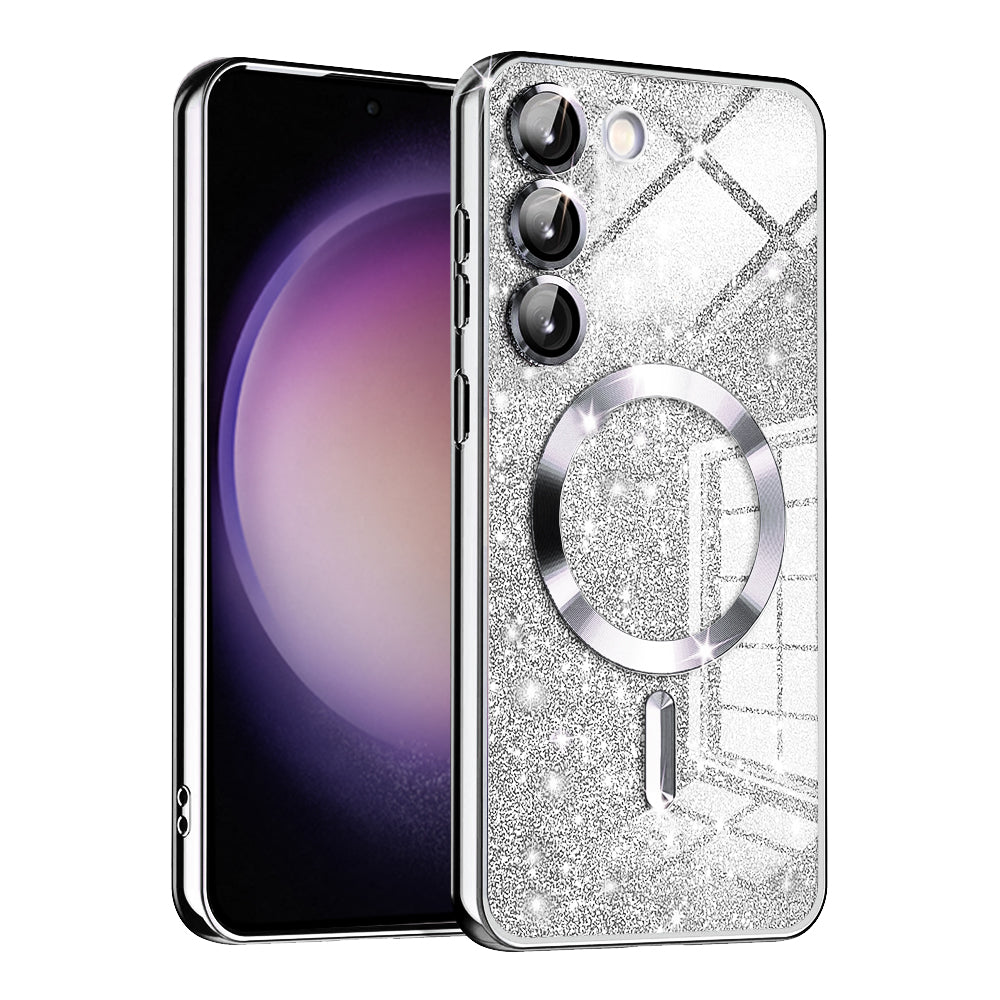 MagSafe-Hülle für Samsung Galaxy S23 S911, Techsuit, Luxury Glitter, Silber