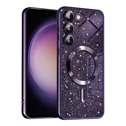 Custodia MagSafe per Samsung Galaxy S23 S911, Techsuit, Luxury Glitter, Viola Scuro