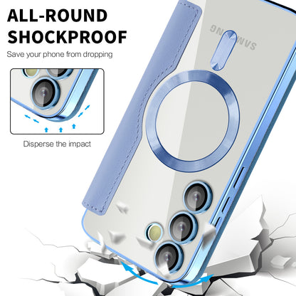 Custodia MagSafe per Samsung Galaxy S23 S911, Techsuit, SmartMag Book, Blu