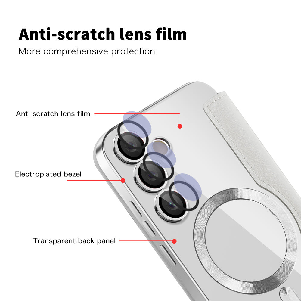 Coque MagSafe pour Samsung Galaxy S23 S911, Techsuit, SmartMag Book, Gris