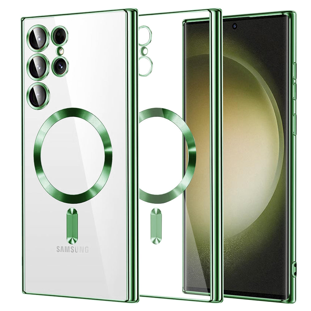 Custodia MagSafe per Samsung Galaxy S23 Ultra S918, Techsuit, Luxury Crystal, Verde Chiaro