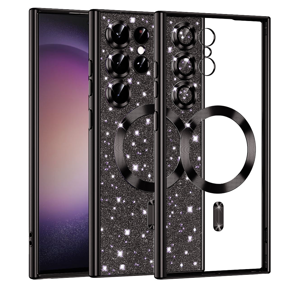 Custodia MagSafe per Samsung Galaxy S23 Ultra S918, Techsuit, Luxury Glitter, Nera