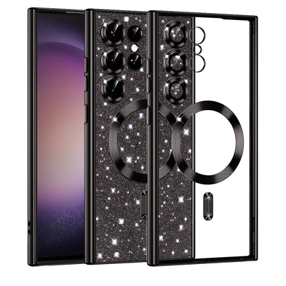 Custodia MagSafe per Samsung Galaxy S23 Ultra S918, Techsuit, Luxury Glitter, Nera