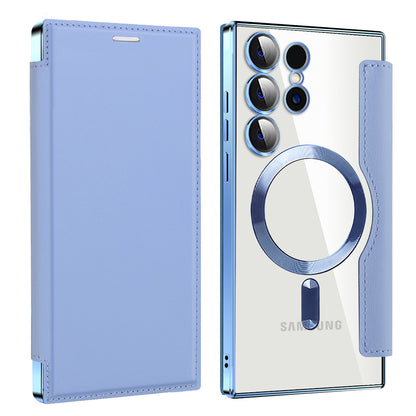 Custodia MagSafe per Samsung Galaxy S23 Ultra S918, Techsuit, SmartMag Book, Blu