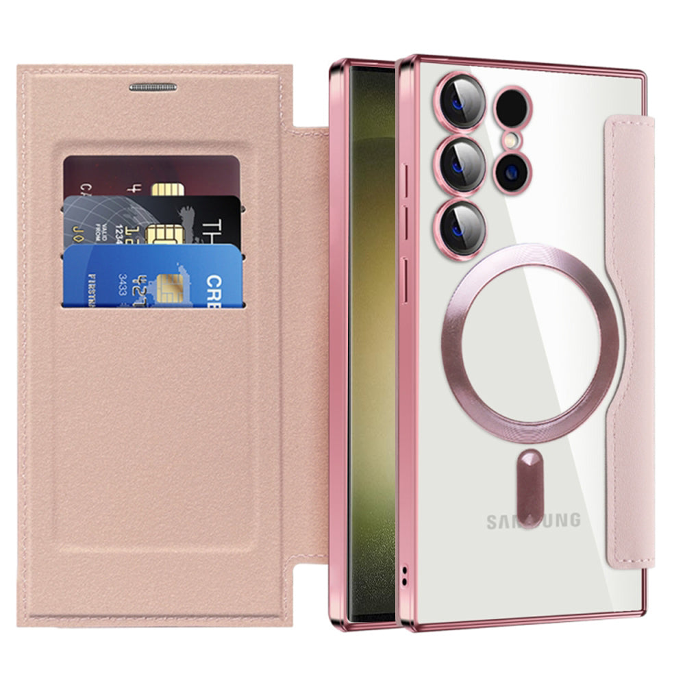 Custodia MagSafe per Samsung Galaxy S23 Ultra S918, Techsuit, SmartMag Book, Rosa