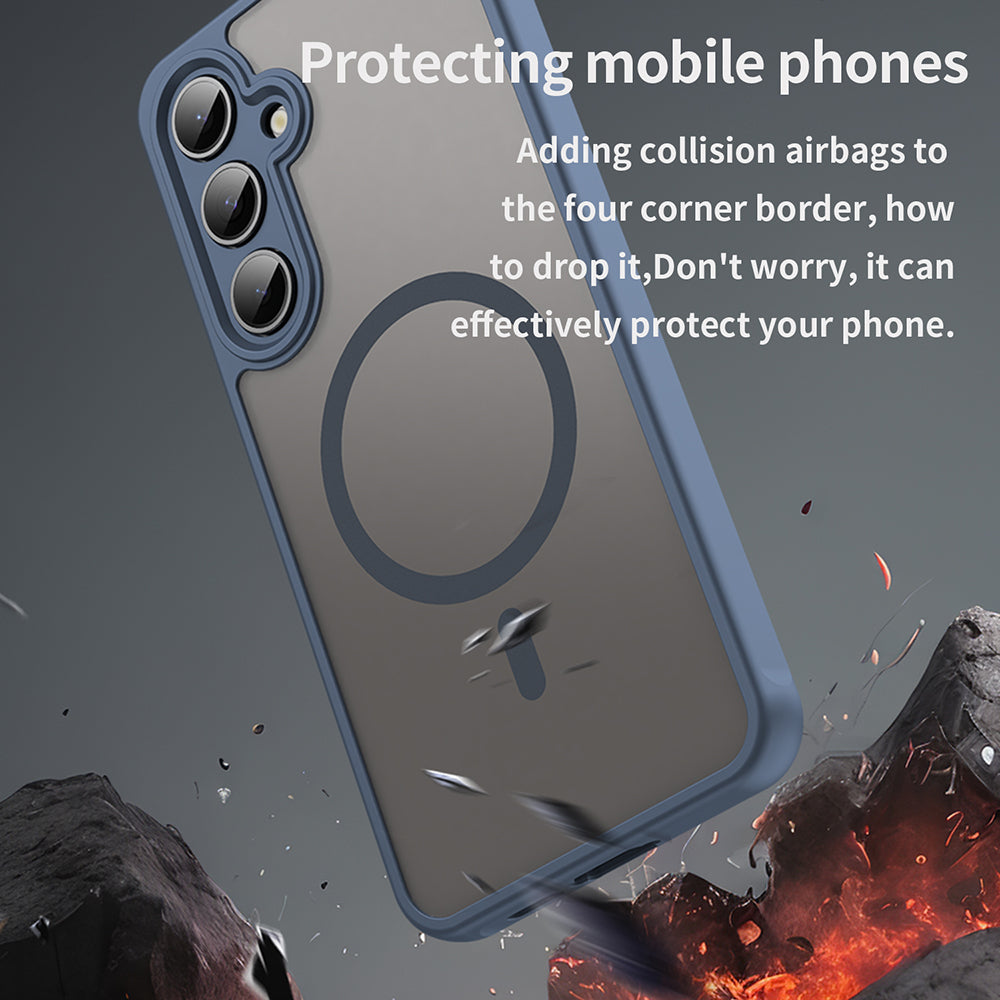 Coque MagSafe pour Samsung Galaxy S24 FE S721, Techsuit, HaloFrost II, Bleu marine