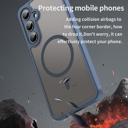 Coque MagSafe pour Samsung Galaxy S24 FE S721, Techsuit, HaloFrost II, Bleu marine