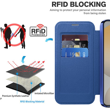Custodia MagSafe per Samsung Galaxy S24 FE S721, Techsuit, SmartMag Book, Blu