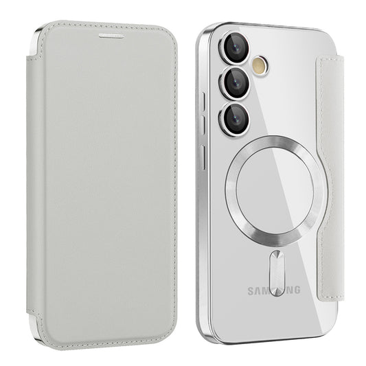 MagSafe-Hülle für Samsung Galaxy S24 FE S721, Techsuit, SmartMag Book, Grau
