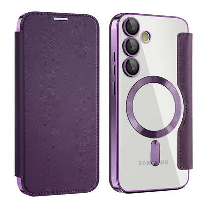 Custodia MagSafe per Samsung Galaxy S24 FE S721, Techsuit, SmartMag Book, Viola