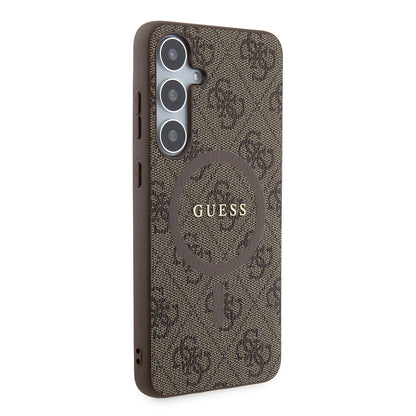 Custodia MagSafe per Samsung Galaxy S24+ S926, Guess, 4G Collection, Marrone