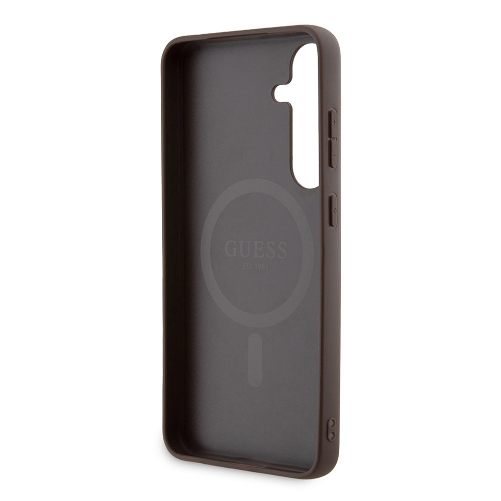 Custodia MagSafe per Samsung Galaxy S24+ S926, Guess, 4G Collection, Marrone
