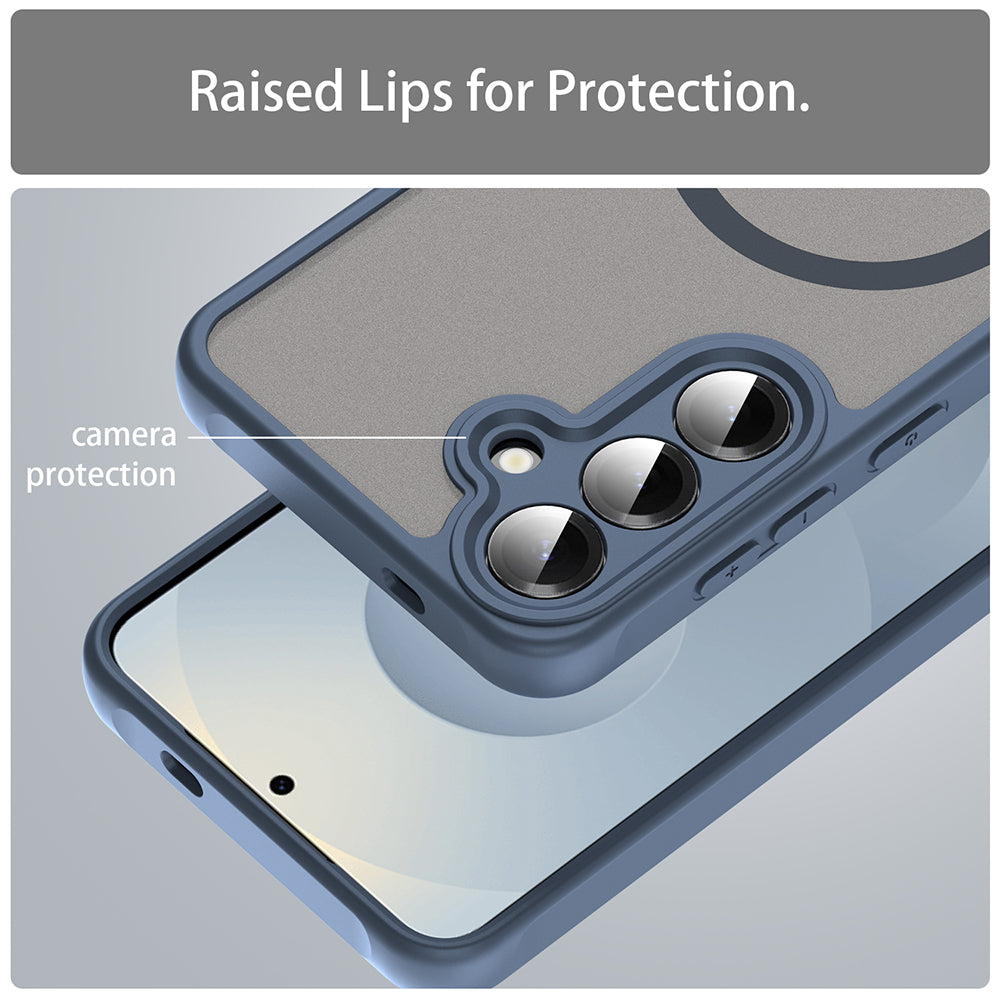 Coque MagSafe pour Samsung Galaxy S24+ S926, Techsuit, HaloFrost II, Bleu marine