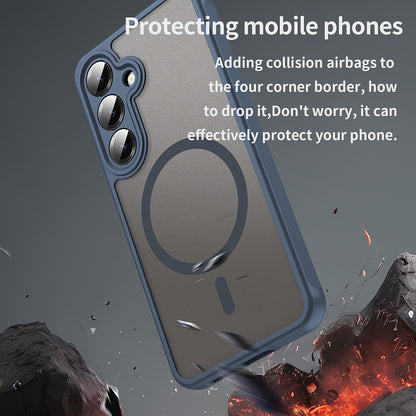 Coque MagSafe pour Samsung Galaxy S24+ S926, Techsuit, HaloFrost II, Bleu marine