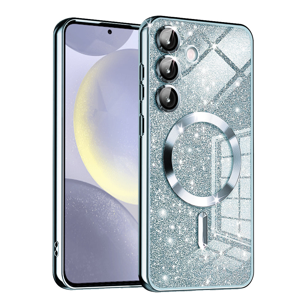 MagSafe-Hülle für Samsung Galaxy S24+ S926, Techsuit, Luxury Glitter, Blau