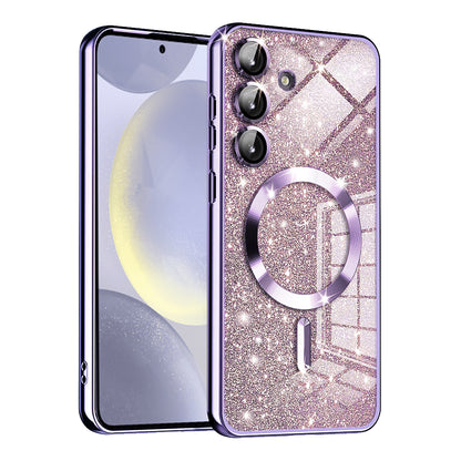 Custodia MagSafe per Samsung Galaxy S24+ S926, Techsuit, Luxury Glitter, Viola Chiaro