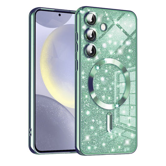 MagSafe-Hülle für Samsung Galaxy S24+ S926, Techsuit, Luxury Glitter, Hellgrün