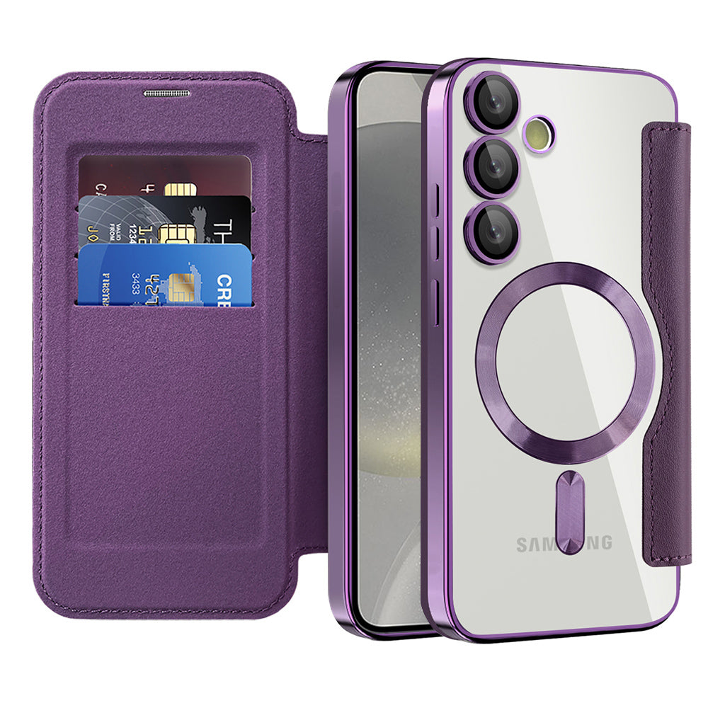 Coque MagSafe pour Samsung Galaxy S24+ S926, Techsuit, SmartMag Book, Violet