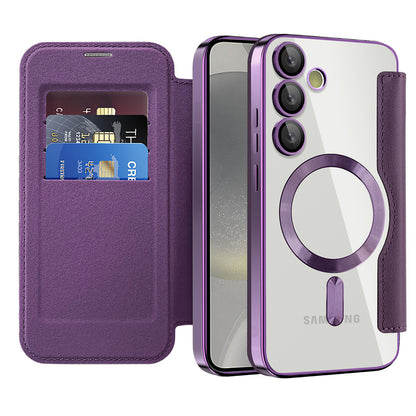 Coque MagSafe pour Samsung Galaxy S24+ S926, Techsuit, SmartMag Book, Violet