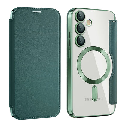 Custodia MagSafe per Samsung Galaxy S24 S921, Techsuit, SmartMag Book, Verde