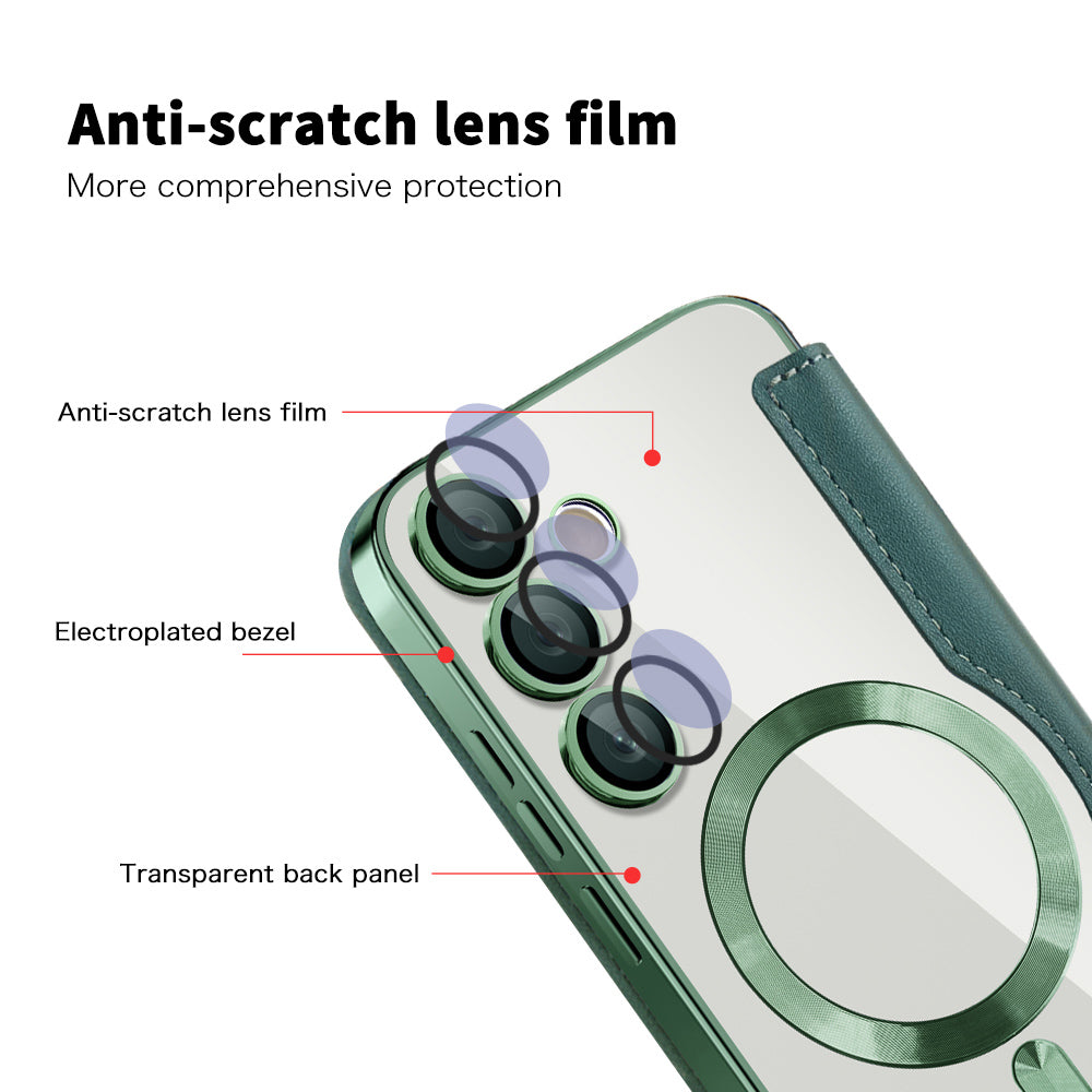 Custodia MagSafe per Samsung Galaxy S24 S921, Techsuit, SmartMag Book, Verde