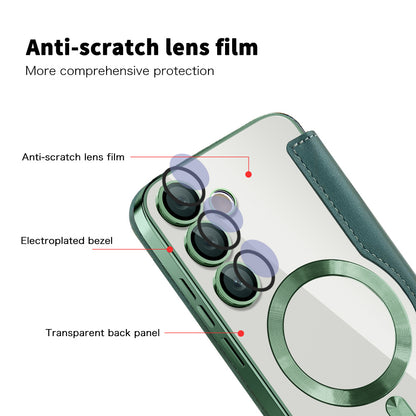 Custodia MagSafe per Samsung Galaxy S24 S921, Techsuit, SmartMag Book, Verde