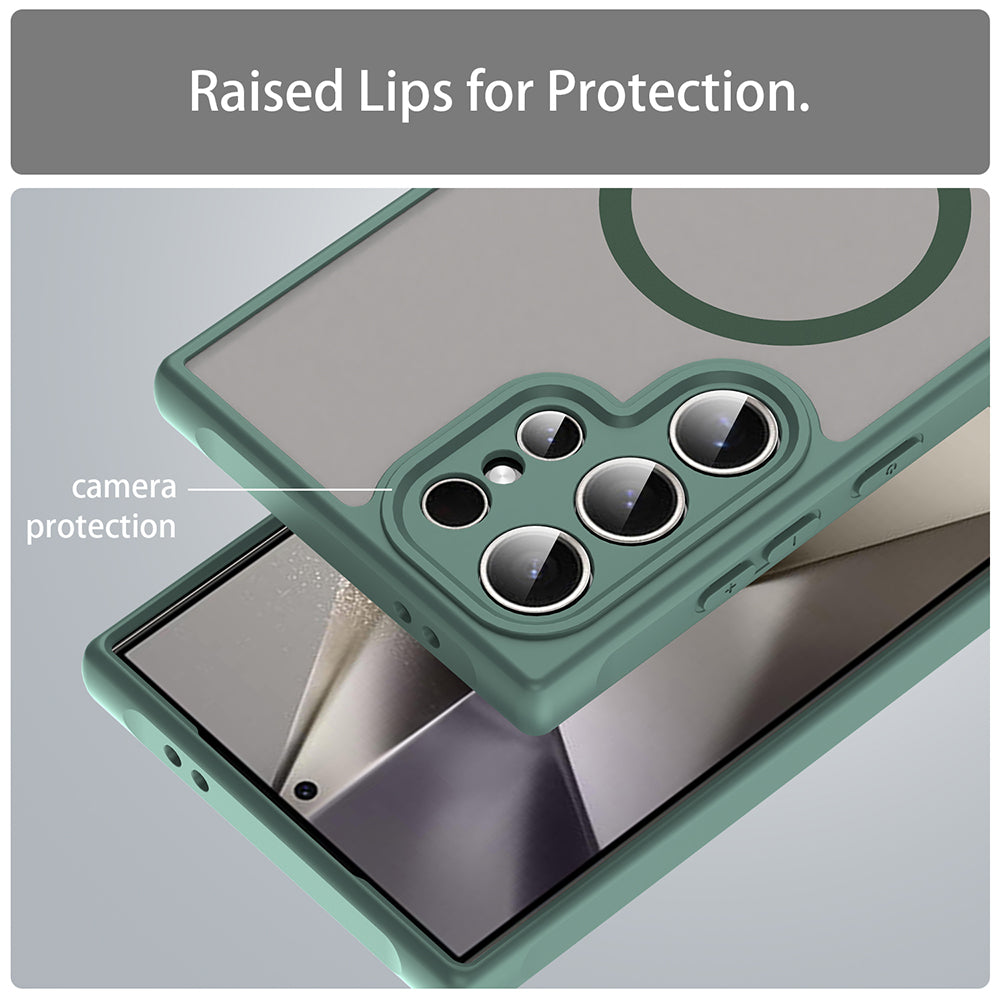 Custodia MagSafe per Samsung Galaxy S24 Ultra S928, Techsuit, HaloFrost II, Verde