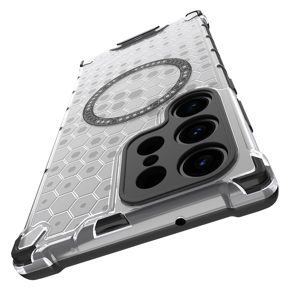MagSafe-Hülle für Samsung Galaxy S24 Ultra S928, Techsuit, HoneyComb Shield, Weiß