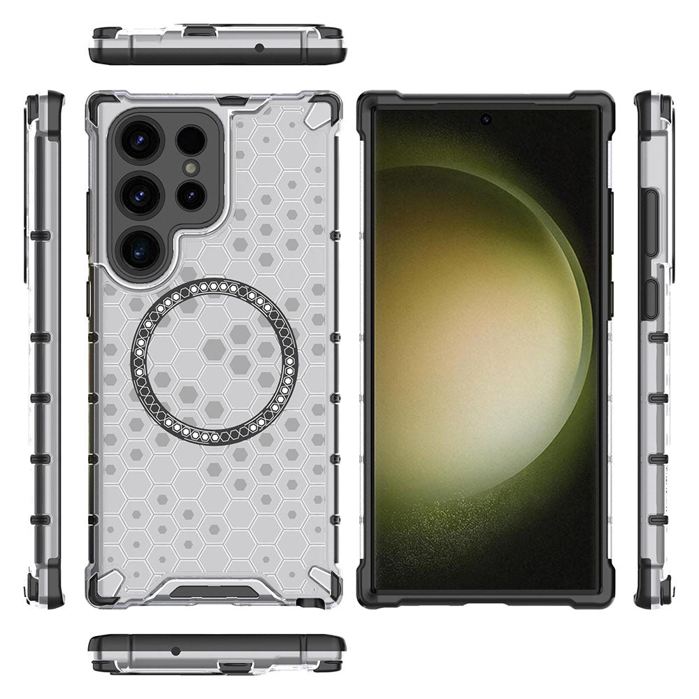 MagSafe-Hülle für Samsung Galaxy S24 Ultra S928, Techsuit, HoneyComb Shield, Weiß