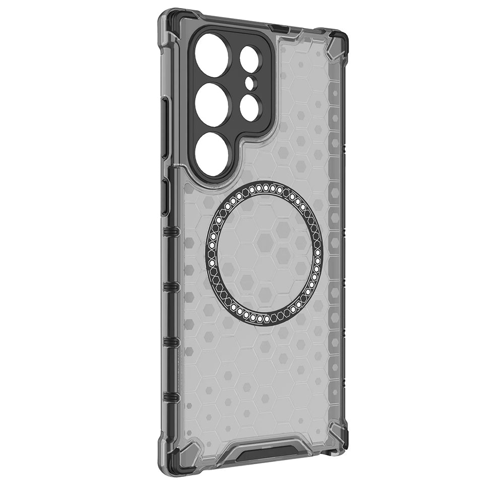 Custodia MagSafe per Samsung Galaxy S24 Ultra S928, Techsuit, HoneyComb Shield, Nera