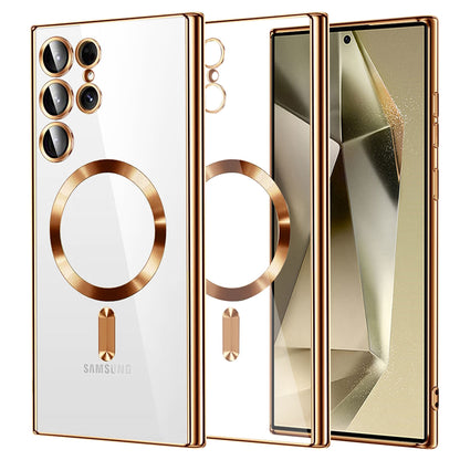 Coque MagSafe pour Samsung Galaxy S24 Ultra S928, Techsuit, Luxury Crystal, Dorée